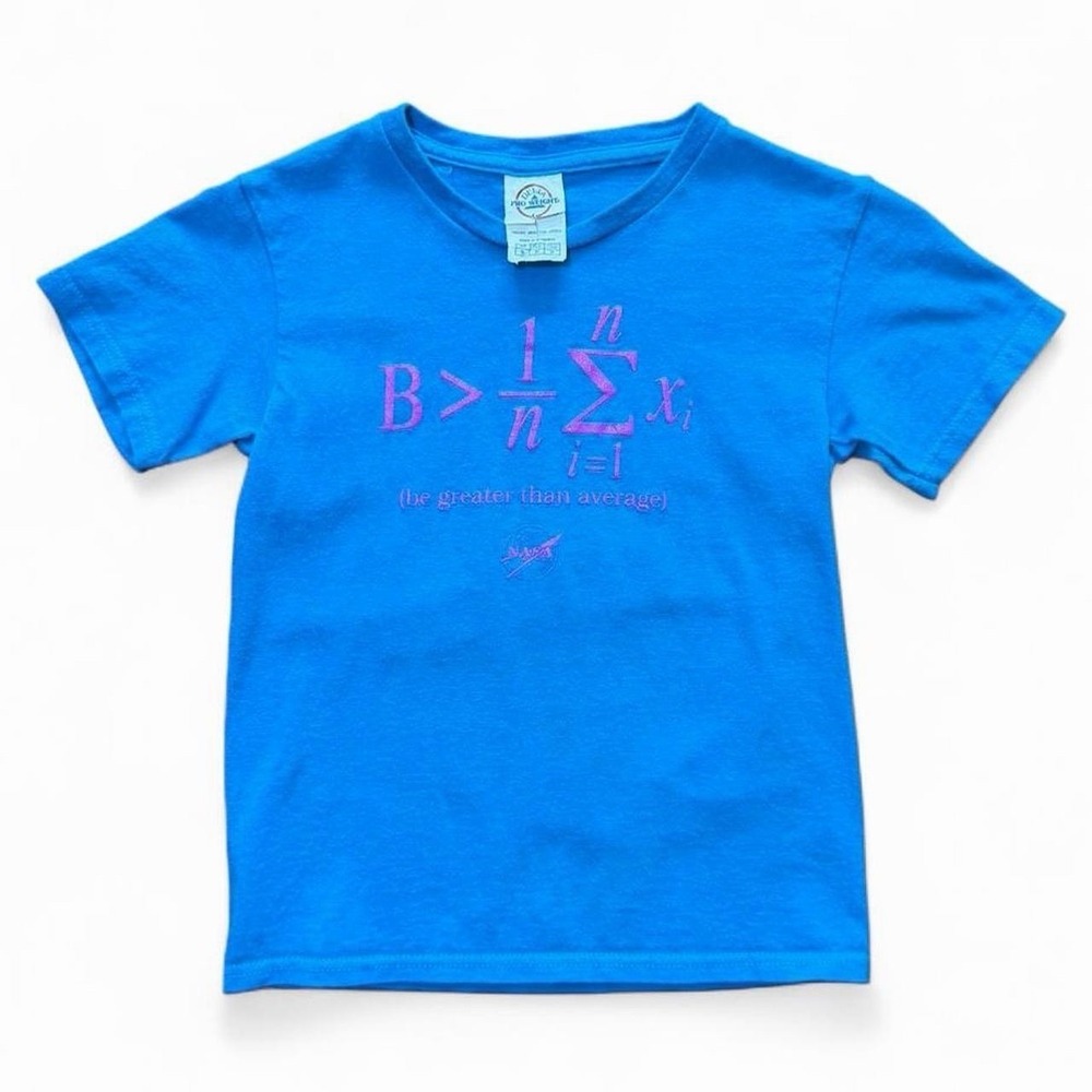Vintage Y2K NASA Greater Than Average Math Algebra Kids T-shirt Small Youth